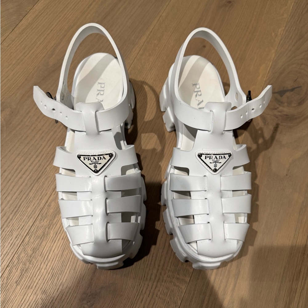 Prada Rubber Cage Sandals